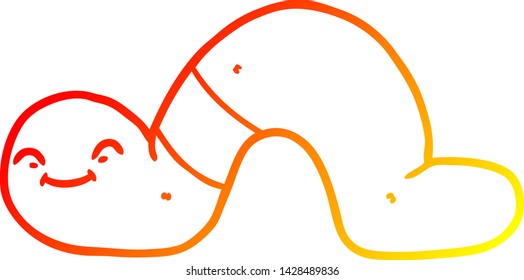 warm gradient line drawing of a cartoon worm