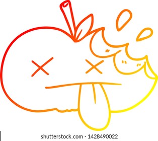 warm gradient line drawing of a cartoon bitten apple