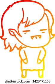 warm gradient line drawing of a cartoon undead vampire girl