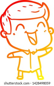 warm gradient line drawing of a cartoon man laughing
