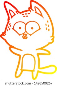 warm gradient line drawing of a cartoon cat