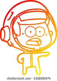 warm gradient line drawing of a cartoon surprised astronaut