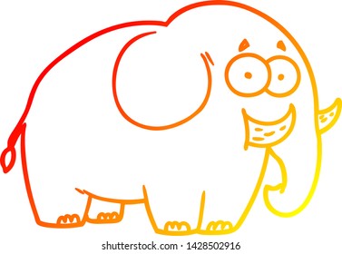 warm gradient line drawing of a cartoon elephant