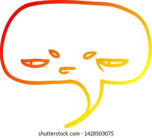 warm gradient line drawing of a cartoon speech bubble with face