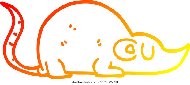 dibujo de línea de degradado cálido de un ratón de dibujos animados