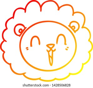 warm gradient line drawing of a cartoon lion face
