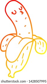 warme Farbverlauf-Linie Zeichnung einer Cartoon Banane