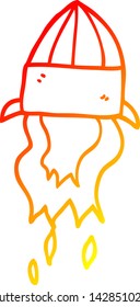 warm gradient line drawing of a cartoon rocket launch