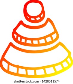 dibujo de línea de gradiente cálido de un wi fi de dibujos animados