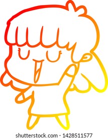 warm gradient line drawing of a cartoon woman