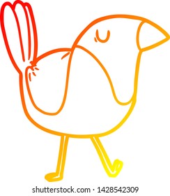 warm gradient line drawing of a cartoon bird