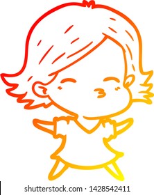 warme Farbverlauf-Linienzeichnung einer Cartoon-Frau