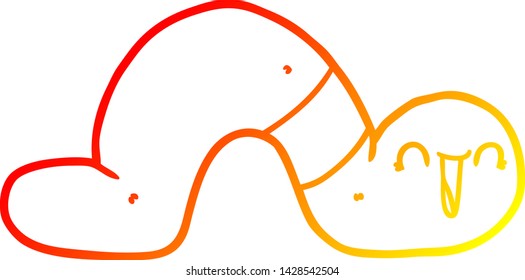warm gradient line drawing of a cartoon worm