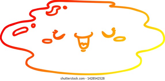 warm gradient line drawing of a cartoon puddle with face