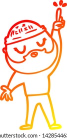 warm gradient line drawing of a cartoon man with beard