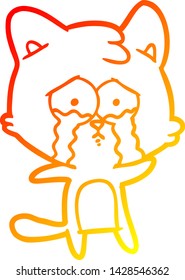 dibujo de línea de degradado cálido de un gato de dibujos animados
