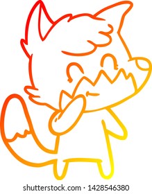 warm gradient line drawing of a cartoon friendly fox