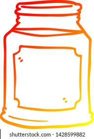 dibujo de línea de gradiente cálido de un líquido de dibujos animados en un frasco