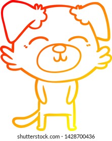 warm gradient line drawing of a cartoon dog