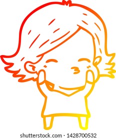 warm gradient line drawing of a cartoon woman