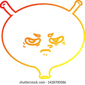 warm gradient line drawing of a cartoon angry bladder
