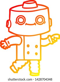 warm gradient line drawing of a cartoon robot