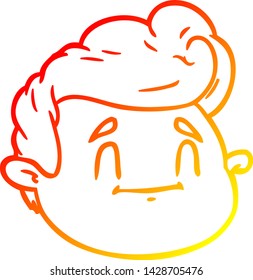 warm gradient line drawing of a cartoon male face