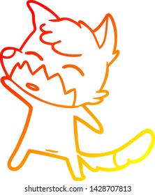 warme Farbverlauf-Linienzeichnung eines Cartoon-Fuchs