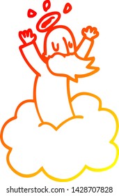 warm gradient line drawing of a cartoon god on cloud