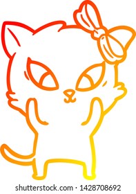 warm gradient line drawing of a cartoon cat
