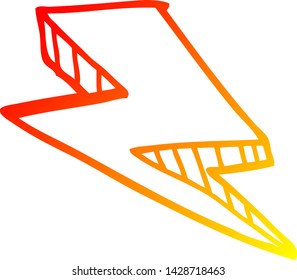 Warm Gradient Line Drawing Of A Cartoon Lightening Bolt