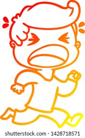 dibujo de línea de gradiente cálido de un hombre que grita caricatura