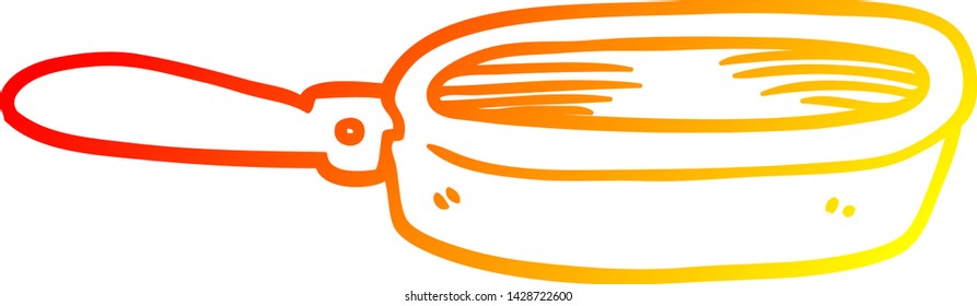 dibujo de línea de degradado cálido de una sartén de caricatura