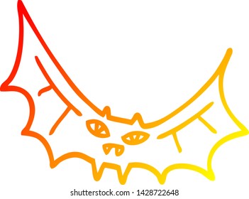warm gradient line drawing of a cartoon bat