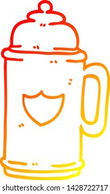 warm gradient line drawing of a cartoon golden tankard