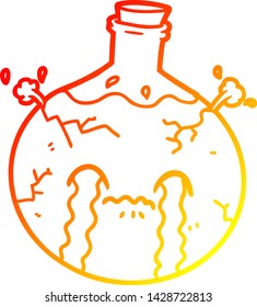 warm gradient line drawing of a cartoon cracking potion