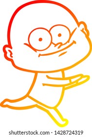 warm gradient line drawing of a cartoon bald man staring