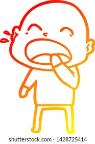 warm gradient line drawing of a cartoon shouting bald man