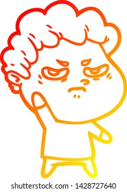 dibujo de línea de gradiente cálido de un hombre enojado
