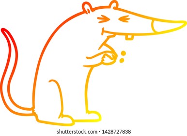 warm gradient line drawing of a cartoon sneaky rat