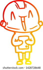 warm gradient line drawing of a cartoon robot