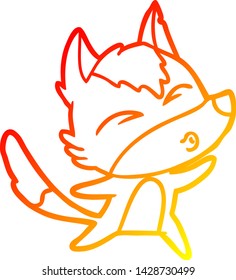dibujo de línea de degradado cálido de un lobo de dibujos animados aullando