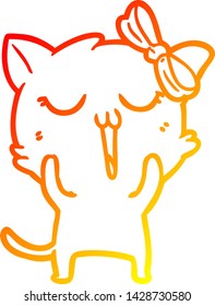 warm gradient line drawing of a cartoon cat