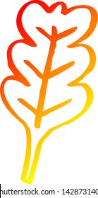 warm gradient line drawing of a cartoon oak leaf
