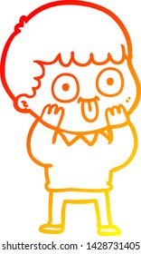 warm gradient line drawing of a cartoon man staring