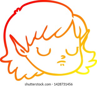 warm gradient line drawing of a cartoon elf girl