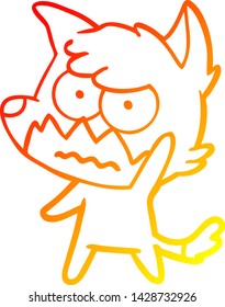 warm gradient line drawing of a cartoon annoyed fox