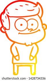 dibujo de línea de gradiente cálido de un hombre feliz con dibujos animados