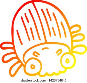 warm gradient line drawing of a cartoon huge beetle