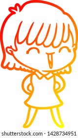 warm gradient line drawing of a cartoon woman